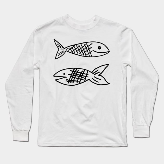 Retro Fish Design Long Sleeve T-Shirt by SWON Design